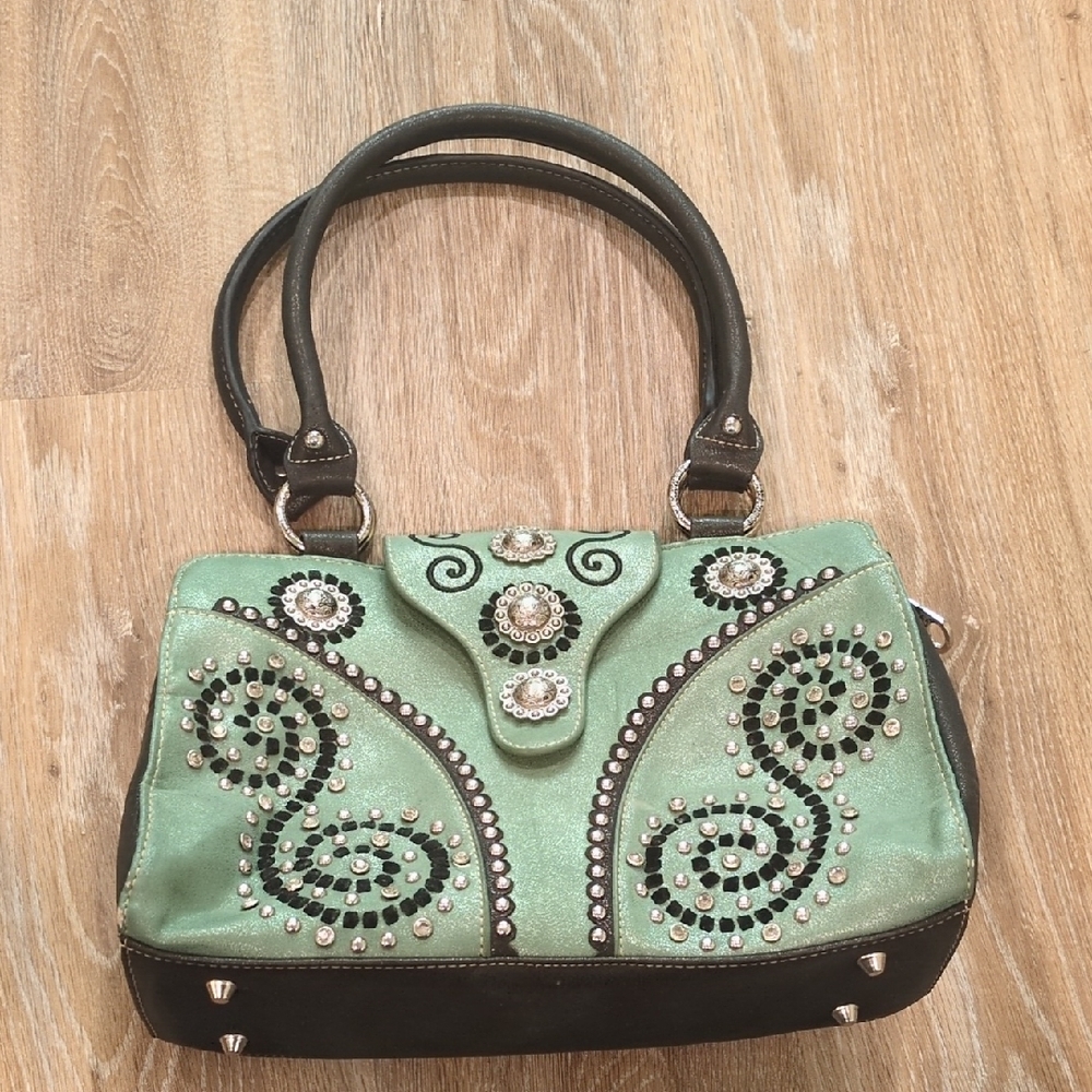👜💚Montana West Elegant Green and Black Embellished Handbag👜💚 😍 GORGEOUS!!😍
